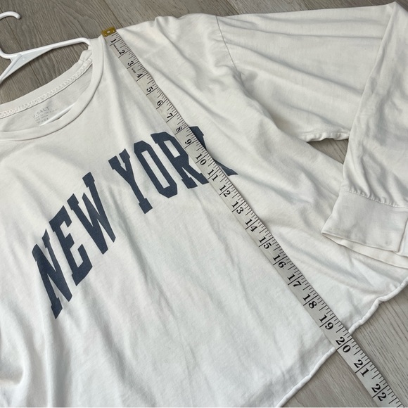 Brandy Melville Tshirt new york long sleeve crop oversized womens White one size - Picture 6 of 7